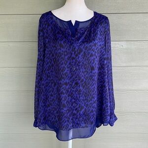 Tahari Layered Animal Print Blouse - Size 0X (12W)